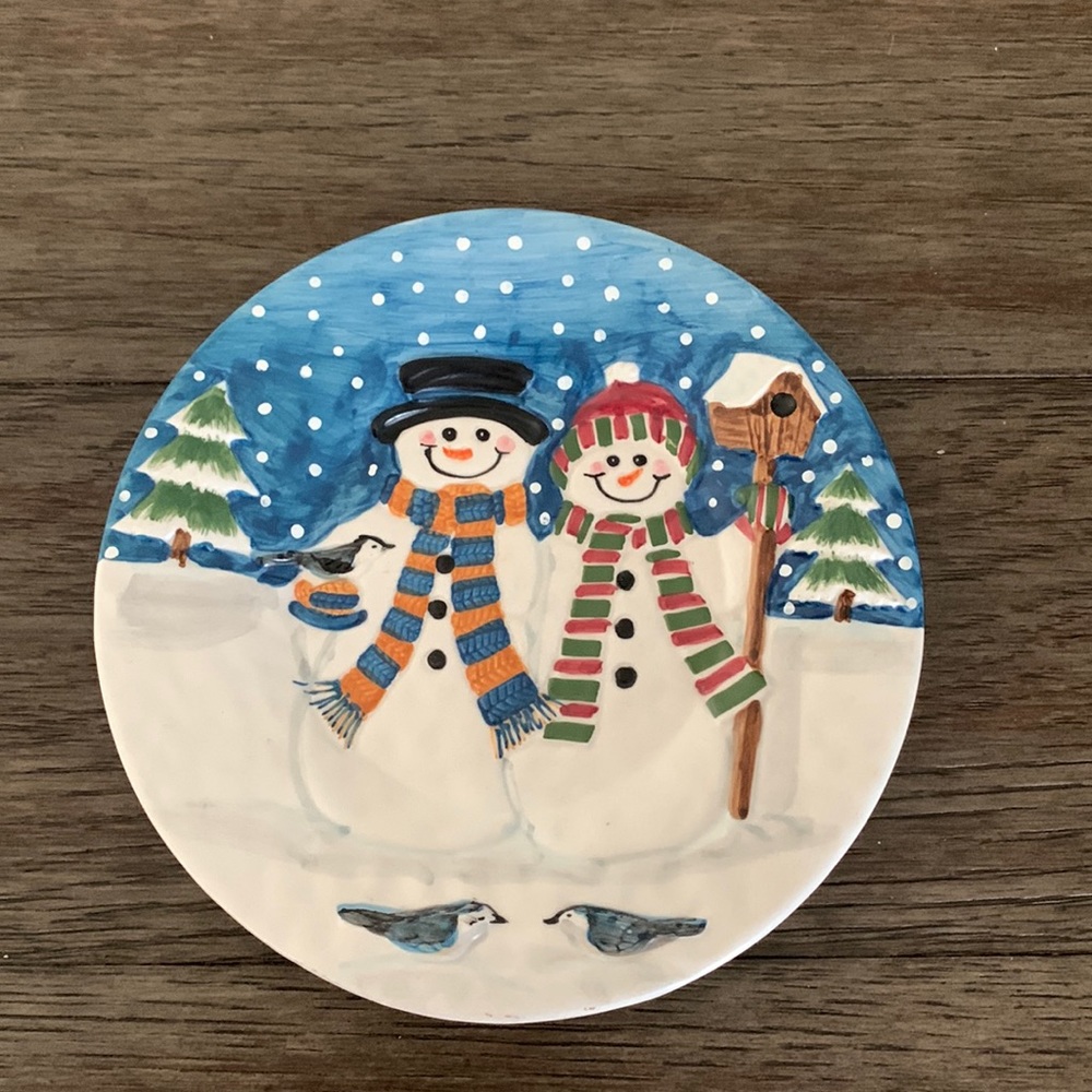 Decorative Snow People Plate - 6 inches